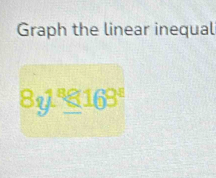 Graph the linear inequal
8g1_ 8169°