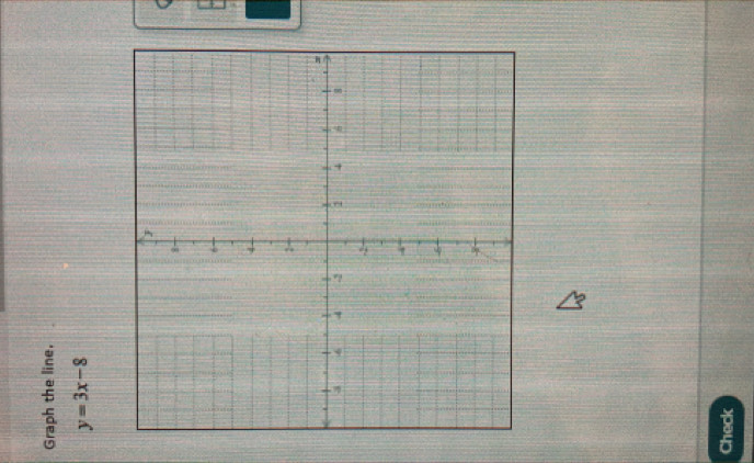 Graph the line.
y=3x-8
Check