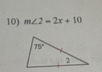 m∠ 2=2x+10