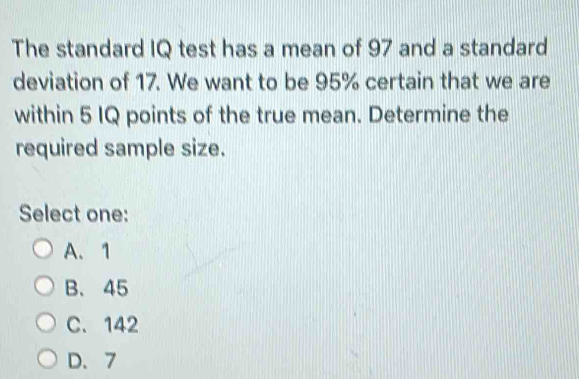 Solved: The standard IQ test has a mean of 97 and a standard deviation ...