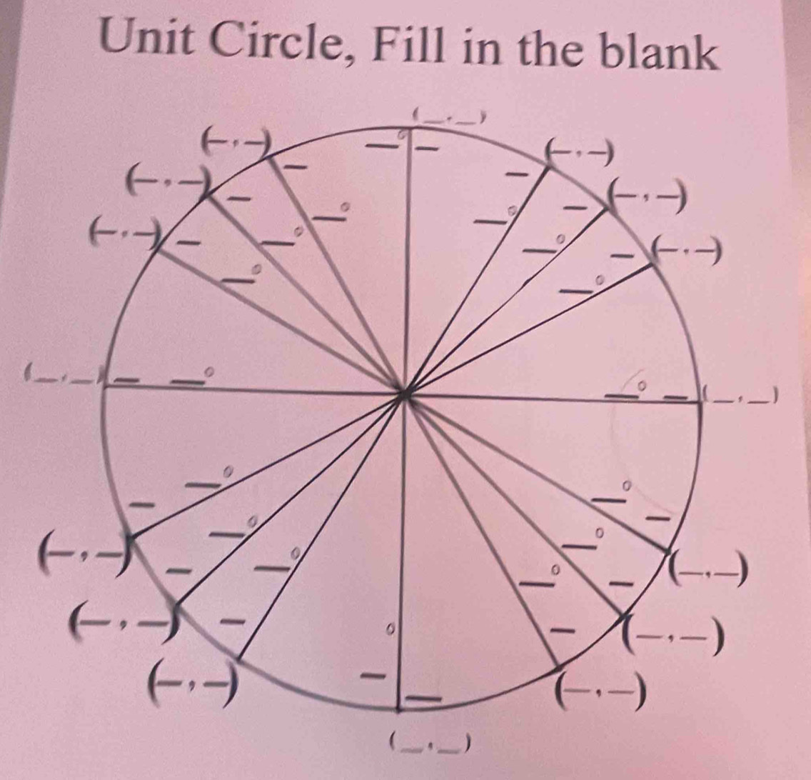 Unit Circle, Fill in the blank 
)