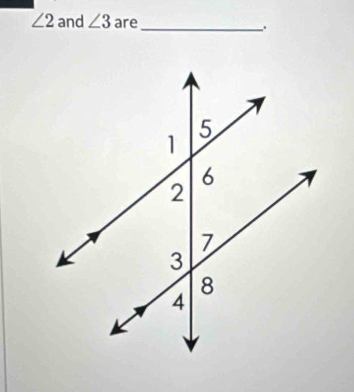 ∠ 2 and ∠ 3 are _.