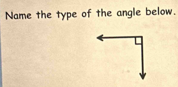 Name the type of the angle below.