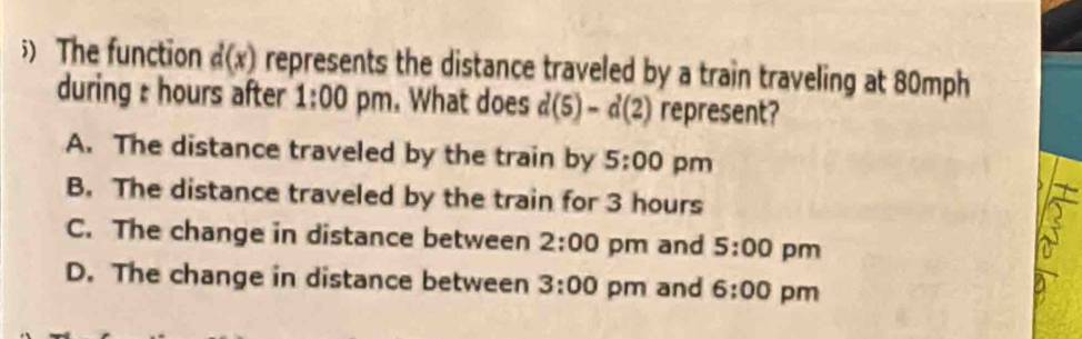 Solved: ) The function d(x) represents the distance traveled by a train ...