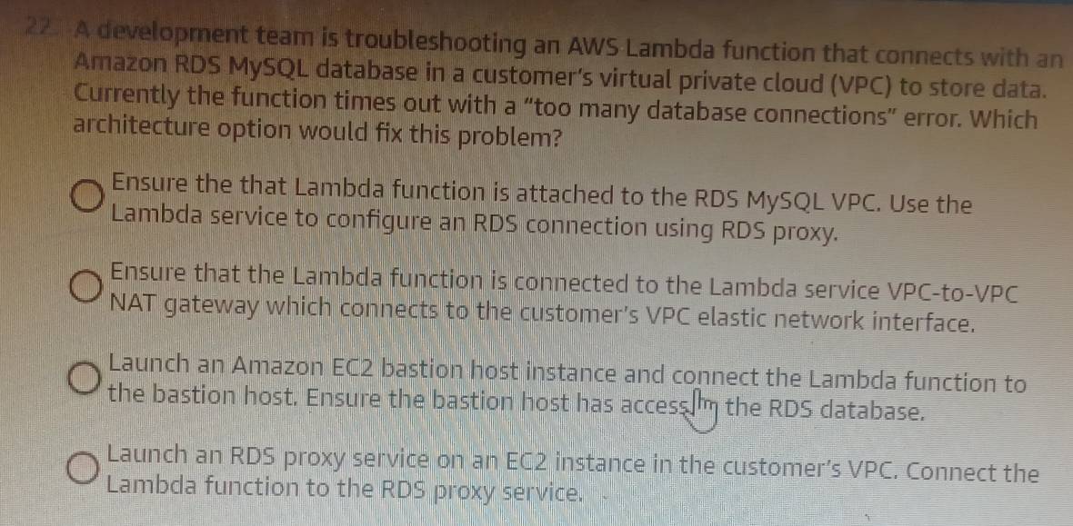Solved: A development team is troubleshooting an AWS Lambda function ...