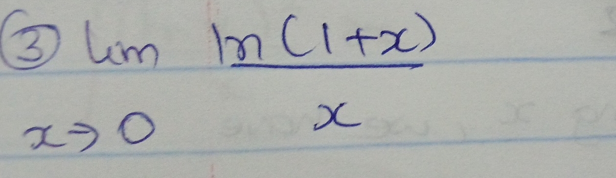 3)limlimits _xto 0 (ln (1+x))/x 