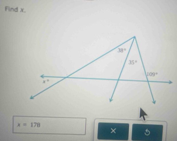 Find x.
x=178
×