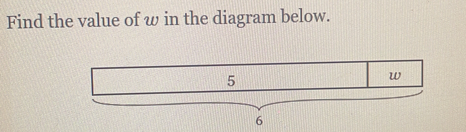 Find the value of w in the diagram below.