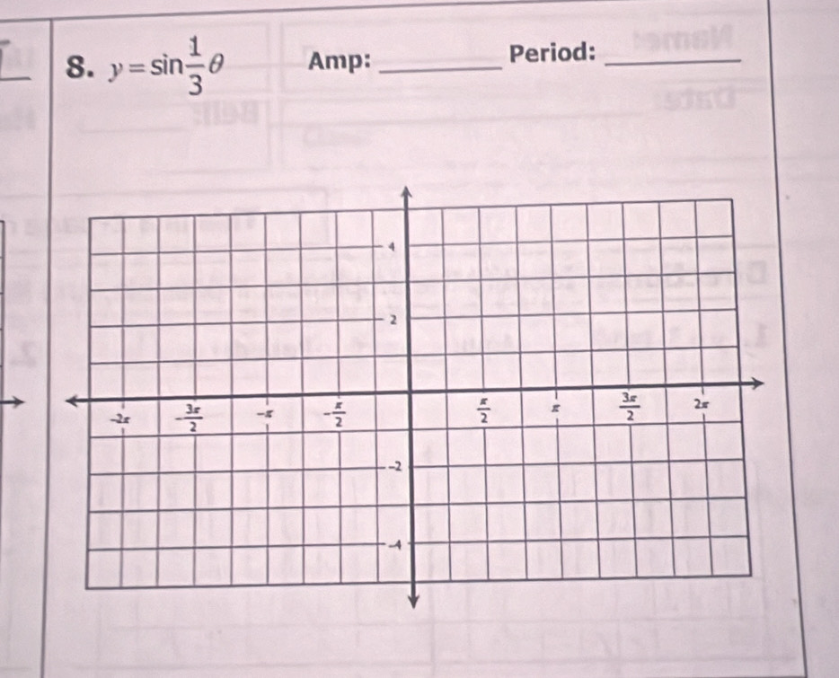 y=sin  1/3 θ Amp:_
Period:_