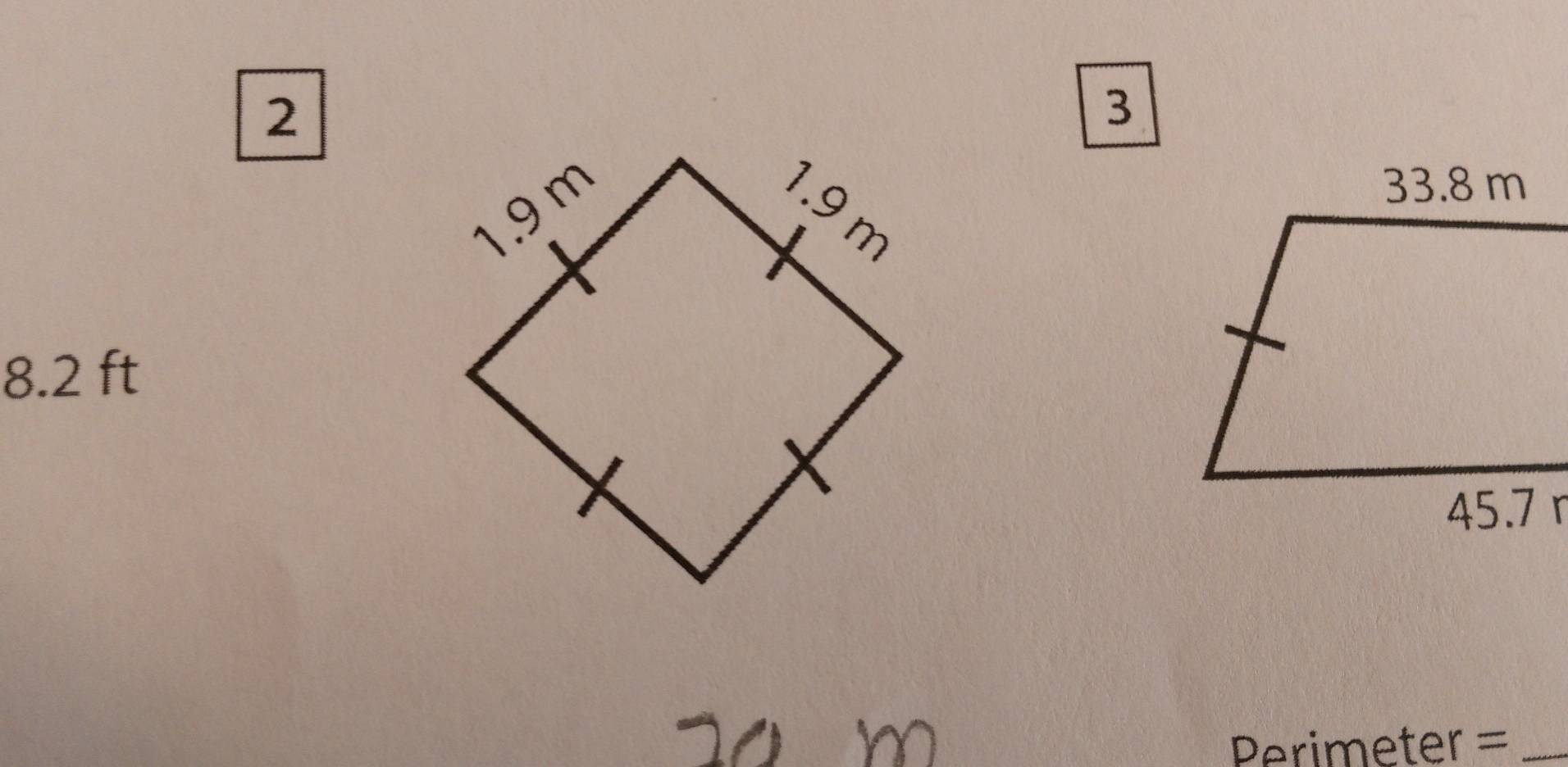 2 
3
8.2 ft
Perimeter = _