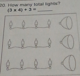 How many total lights? 
_ (3* 4)+3=