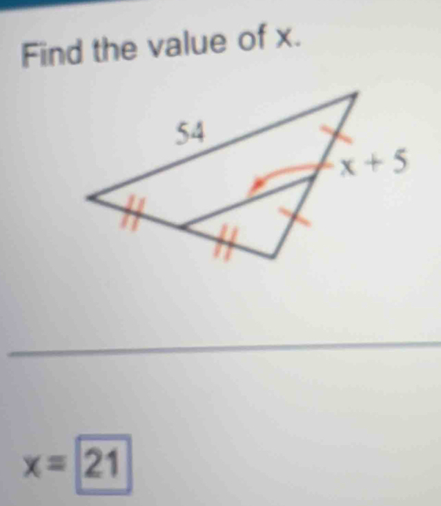 Find the value of x.
x=21