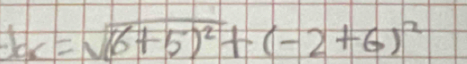 bx=sqrt((b+5)^2)+(-2+6)^2