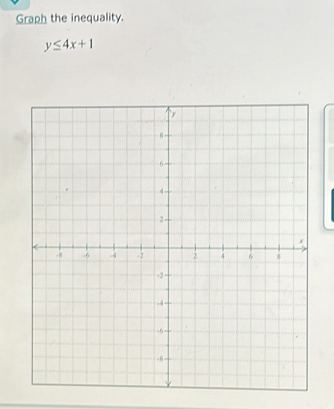 Graph the inequality.
y≤ 4x+1