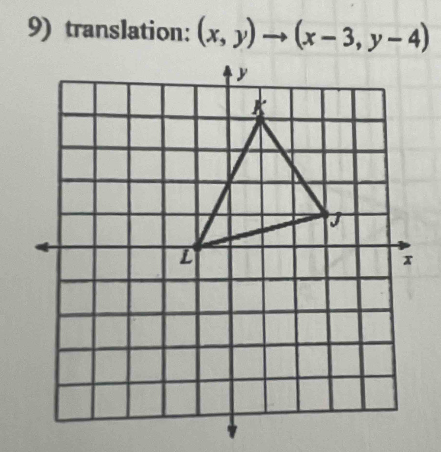 translation: (x,y)to (x-3,y-4)