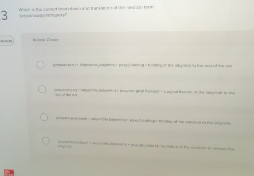 Solved: Which is the correct breakdown and translation of the medical ...