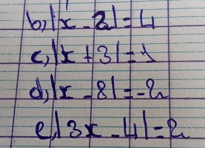 x-21=4
() |x+3|=1
dj |x-8|=-2
ell 3x-41=2