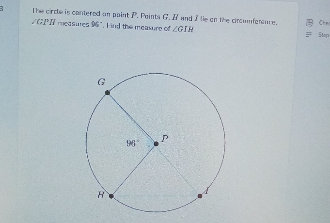 The circle is centered on point P. Points G, H and I lie on the ...