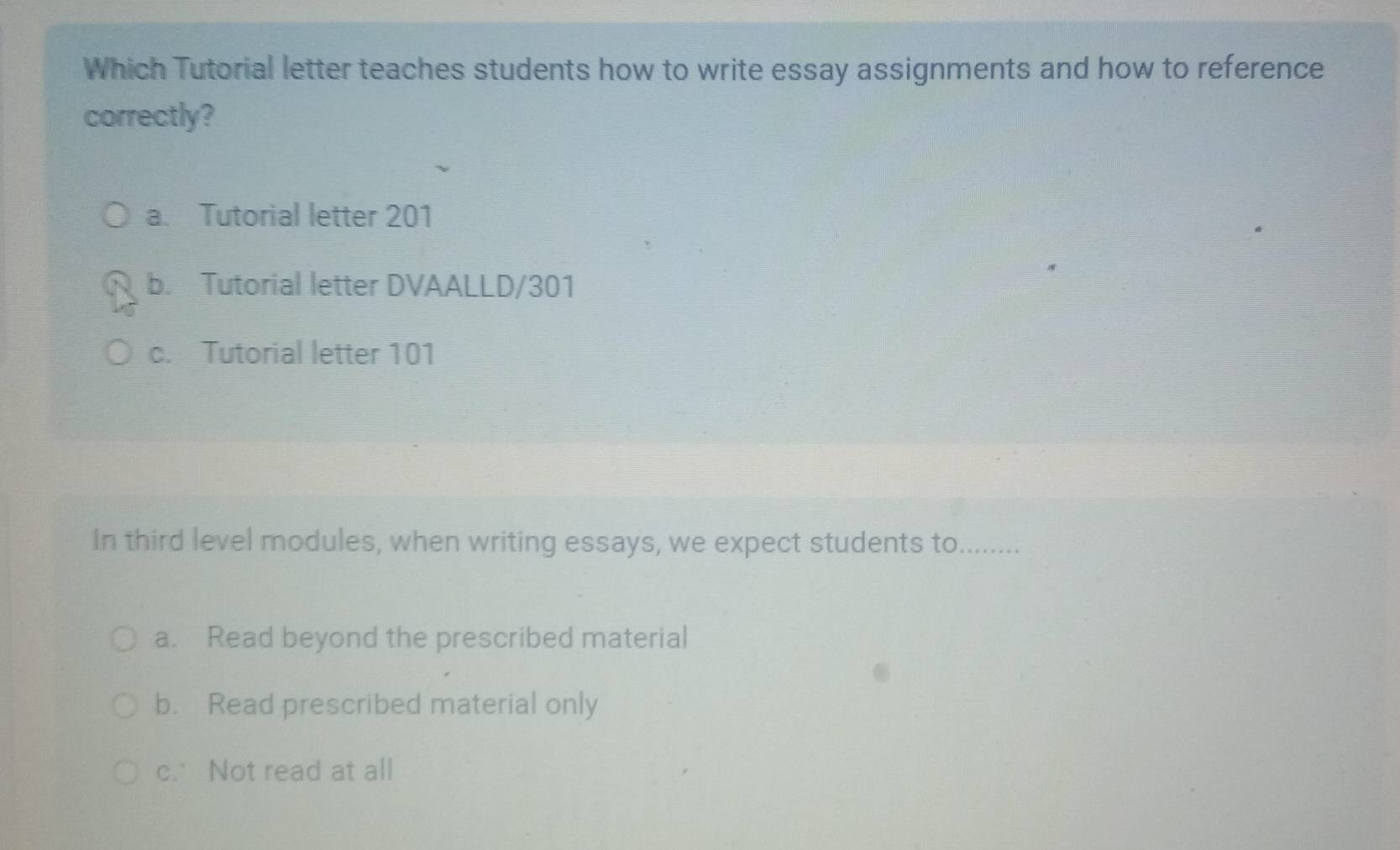 Solved: Which Tutorial letter teaches students how to write essay ...