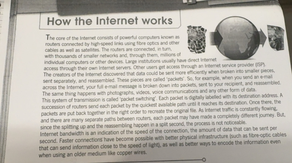 Risolto:How the Internet works The core of the Internet consists of ...