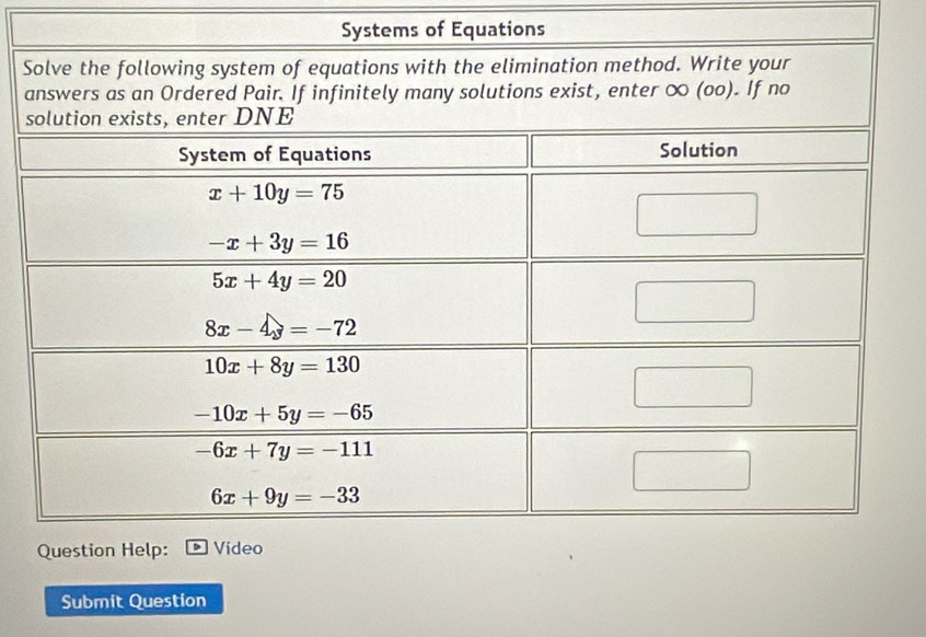 Systems of Equations
S
a
s
Submit Question