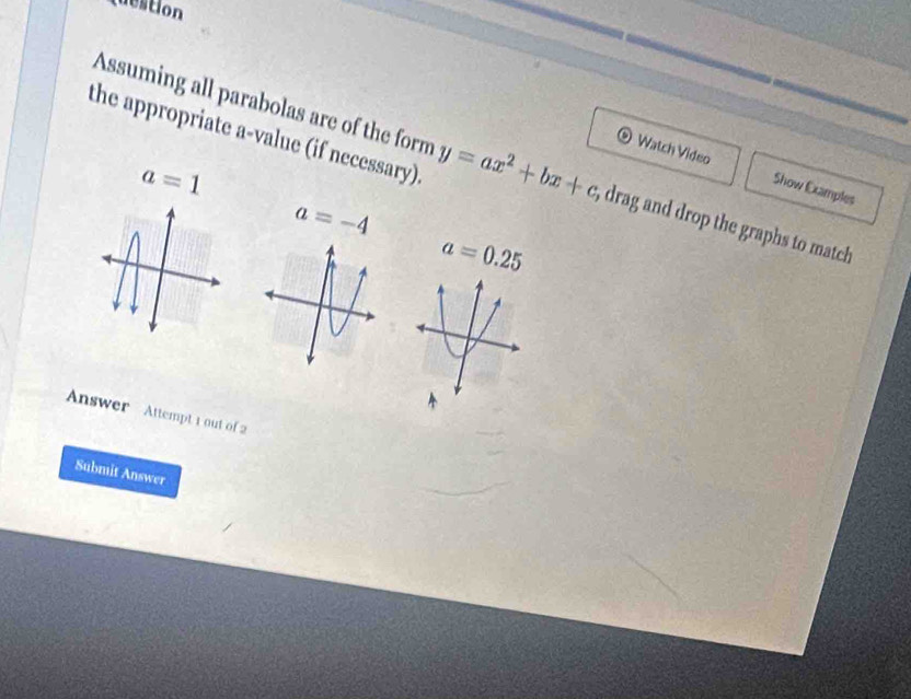 Solved: destion Assuming all parabolas are of the form Watch Video Show ...