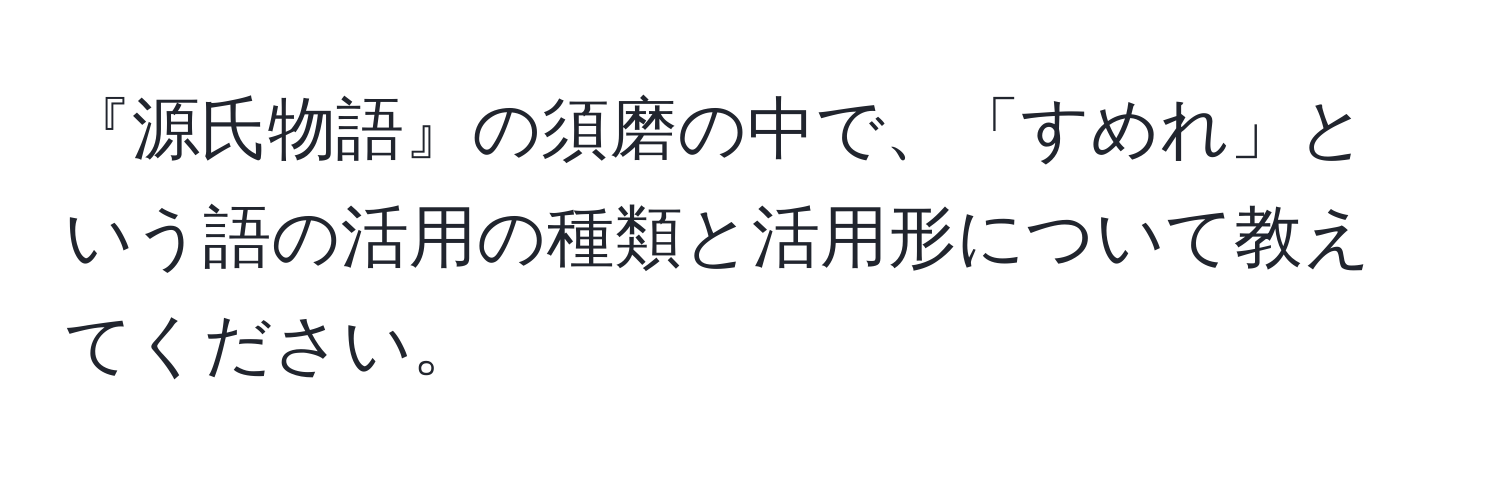 『源氏物語』の須磨の中で、「すめれ」という語の活用の種類と活用形について教えてください。