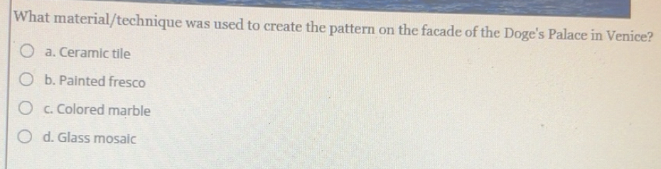 Solved: What material/technique was used to create the pattern on the ...