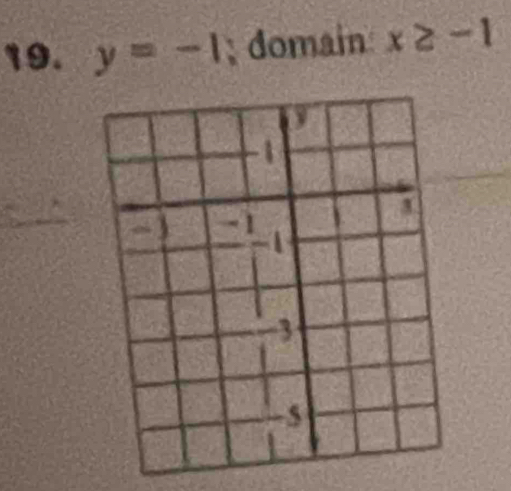 y=-1; domain x≥ -1