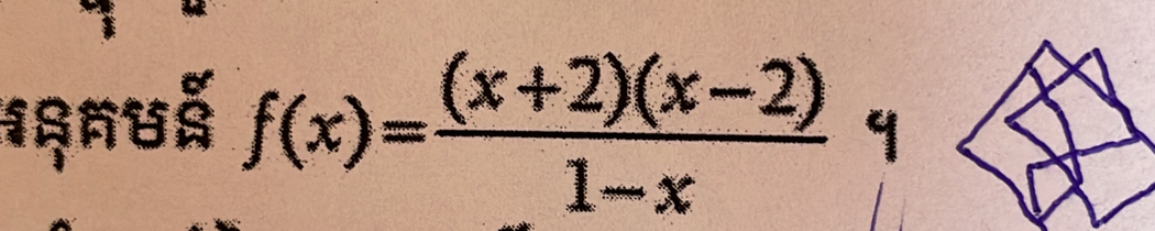 f(x)= ((x+2)(x-2))/1-x 