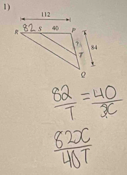  82/7 = 40/x 
 82x/40T 