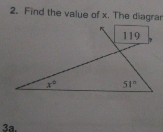 Find the value of x. The diagran
3a.