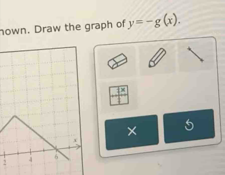 hown. Draw the graph of y=-g(x). 
×
5
2