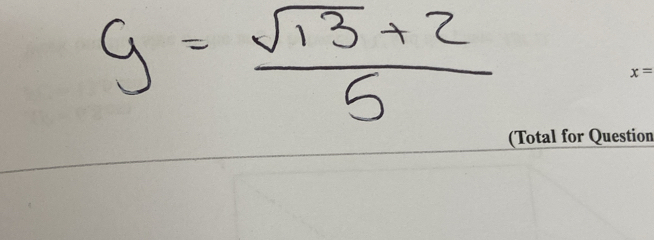 x=
(Total for Question