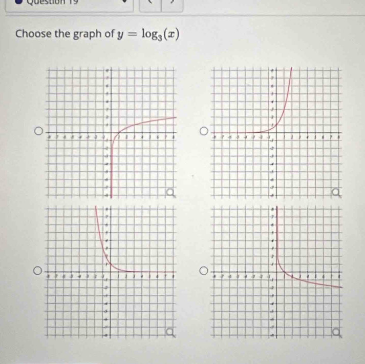 Choose the graph of y=log _3(x)