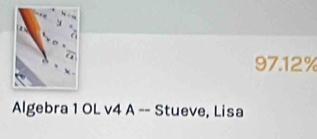 97.12%
Algebra 1 OL v4 A -- Stueve, Lisa