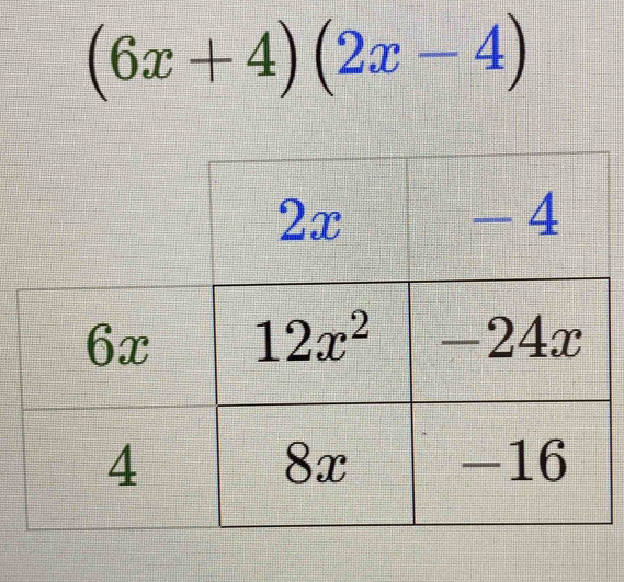 (6x+4)(2x-4)