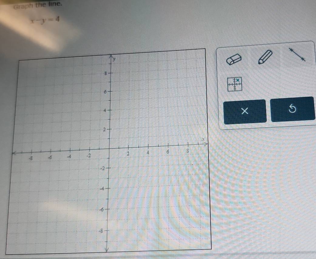 Graph the line.
x-y=4
×
5