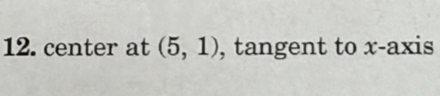 center at (5,1) , tangent to x-axis