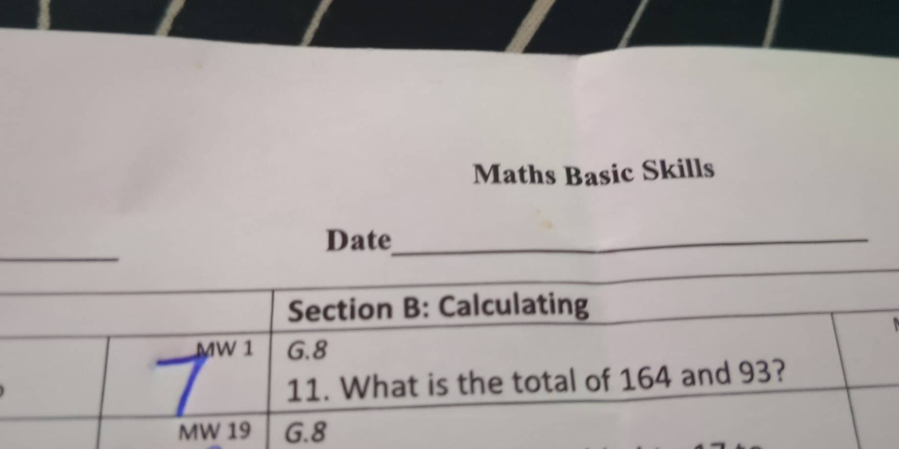 Maths Basic Skills 
_ 
Date_