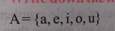 A= a,e,i,o,u