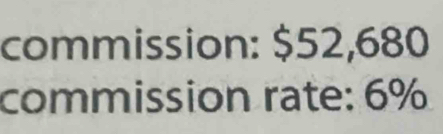 commission: $52,680
commission rate: 6%