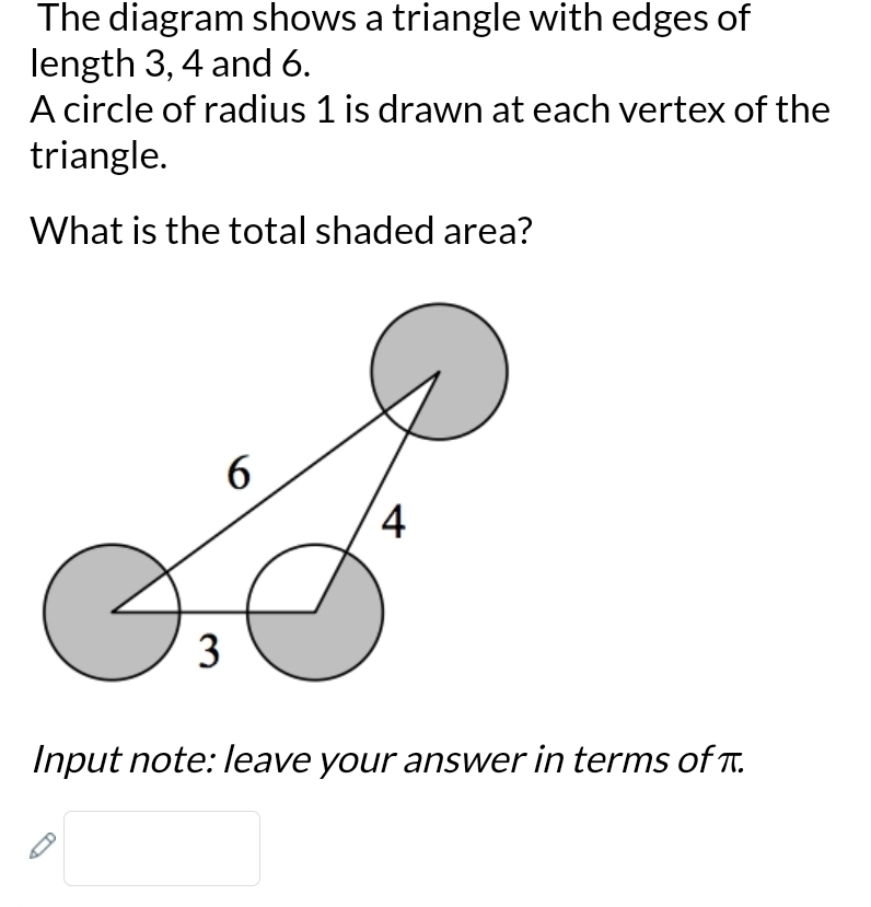 Solved: The diagram shows a triangle with edges of length 3, 4 and 6. A ...