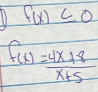 1 f(x)≤ 0
f(x)= (4x+8)/x+5 