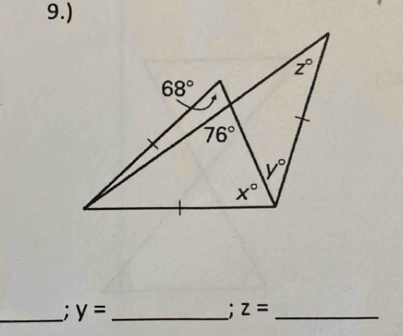 9.)
_
z=
_: y= . _