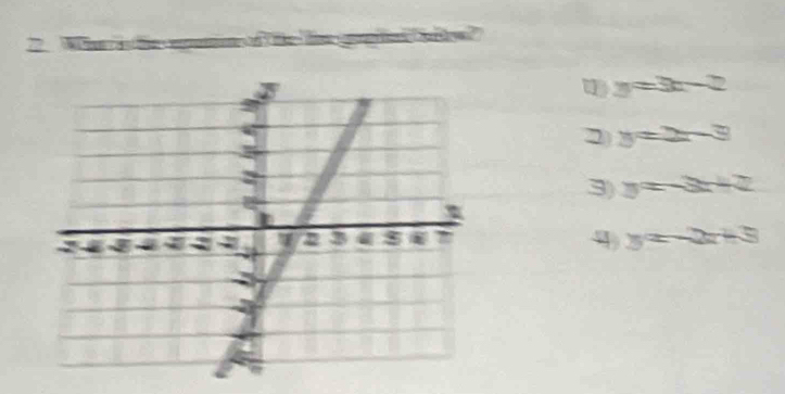 y=3x-2
2 y=2-3
3) y=-3x+2
4) y=2x+3