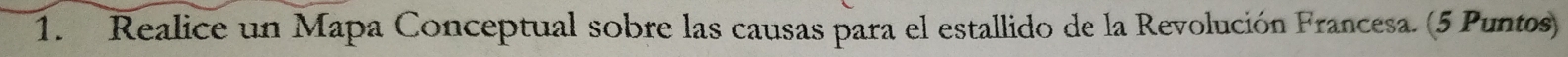 Realice un Mapa Conceptual sobre las causas para el estallido de la Revolución Francesa. (5 Puntos)