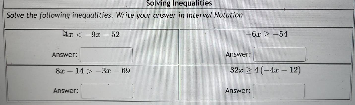 Solving Inequalities