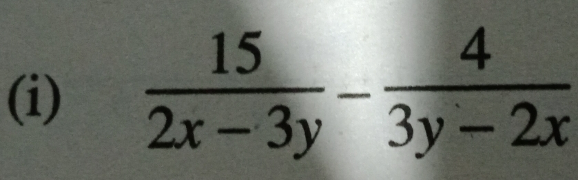  15/2x-3y - 4/3y-2x 