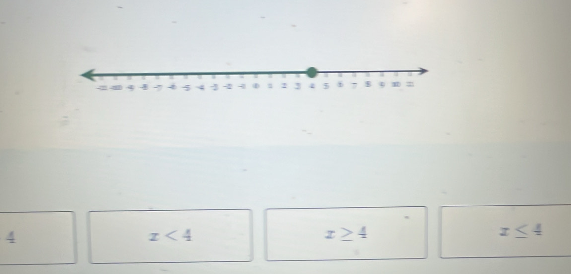 4
x<4</tex>
x≥ 4
x≤ 4